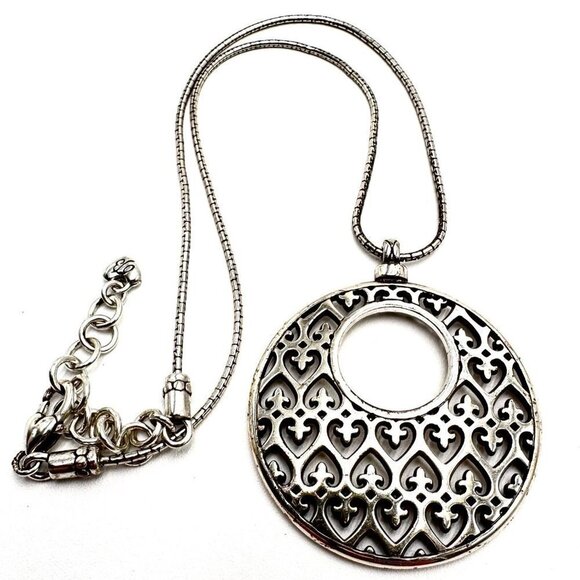 Brighton Silver Plated 16 - 18 Inch Filigree Circle Pendant Necklace - Picture 2 of 4